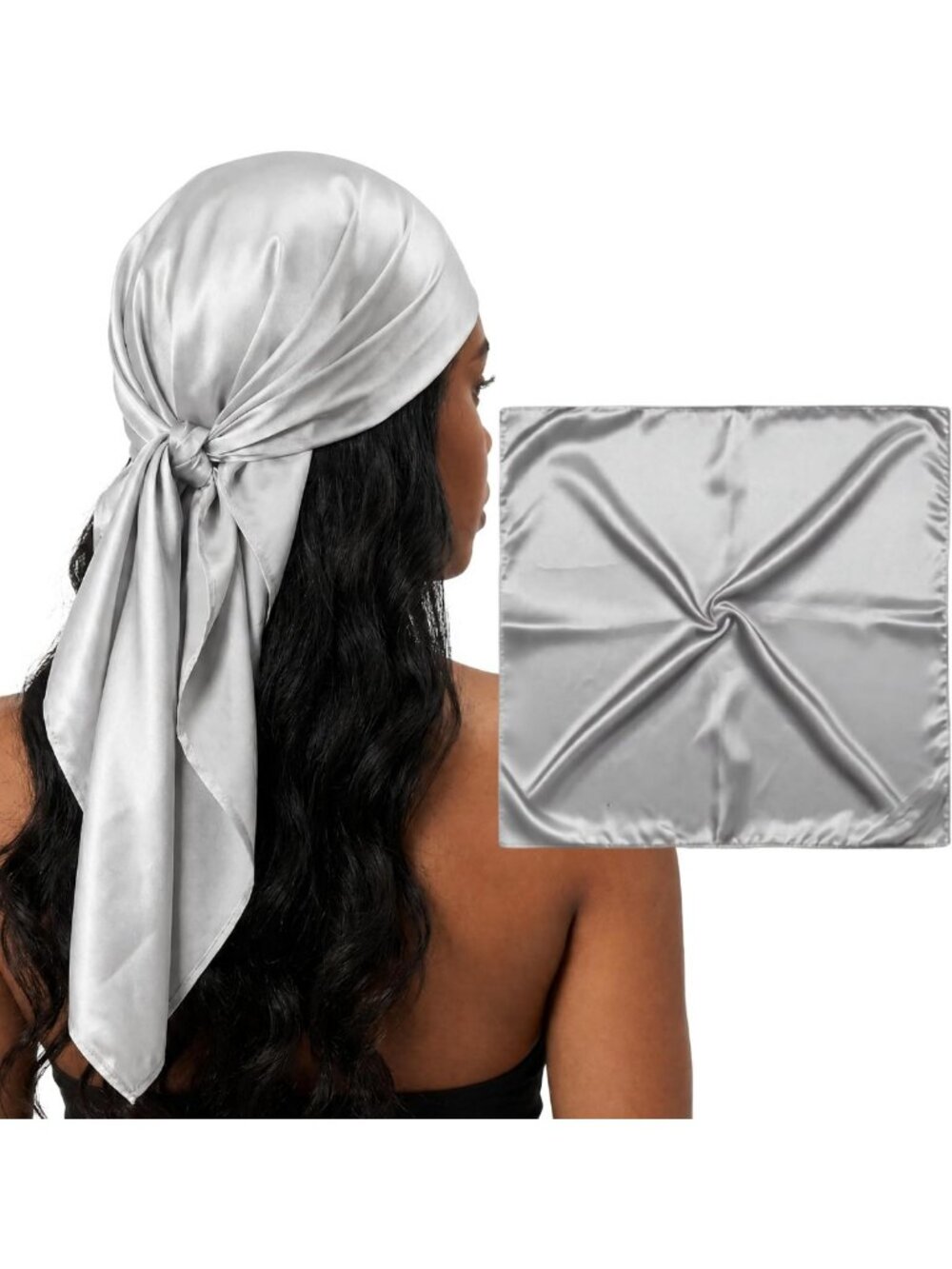 Luxurious 100% Mulberry Silk Large Head Scarf Bandana - 36" Square, 19 Momme